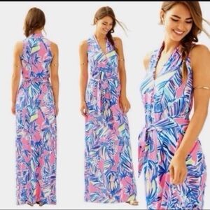 Lilly Pulitzer COLETTE MAXI DRESS Tiki Pink Cabana Crazed SIZE XS